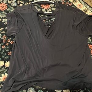 Zenobia Black Short Sleeve Top with Cut-Out Design